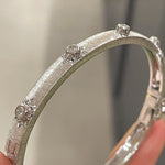 Handcrafted Starburst Brushed Bangle - Vintage 18K Gold Plated S925 Silver Bracelet - floysun
