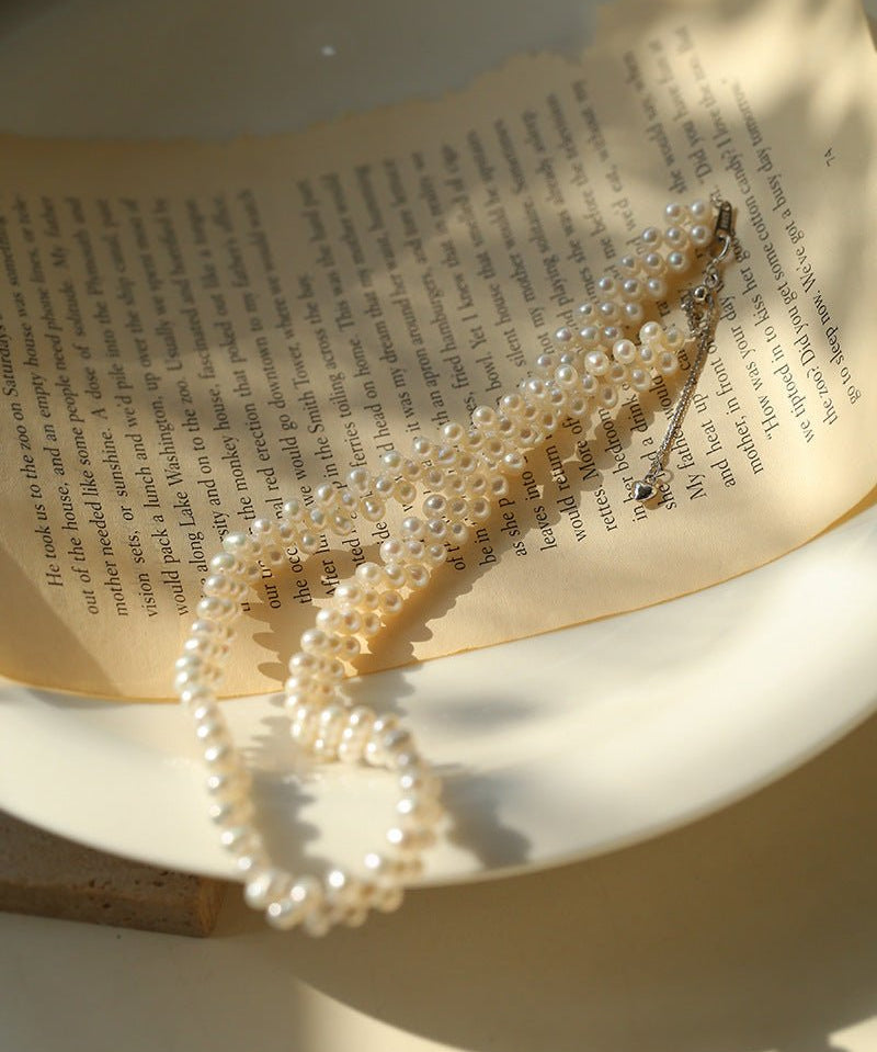 Handcrafted Woven Minimalist Lace Pearl Necklace - floysun