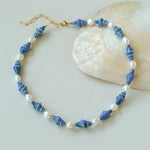 Handmade Ceramic Conch Freshwater Pearl Necklace - floysun