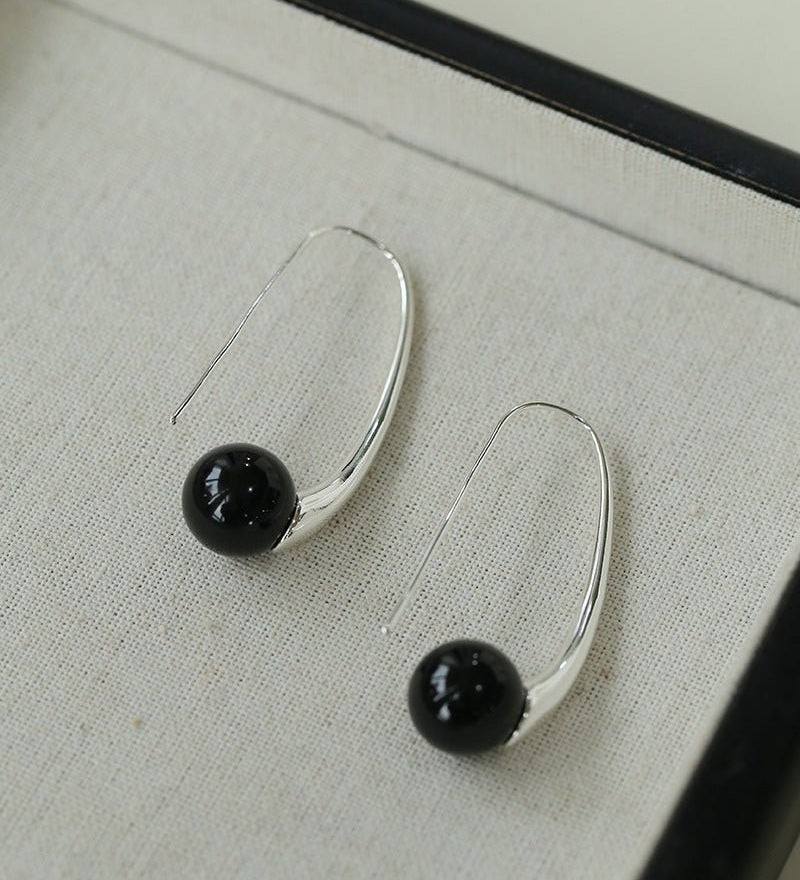 Handmade Gray Agate Red Agate Stone Ear Hook - floysun