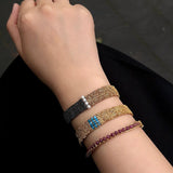 Handmade Mesh Chain Bracelet with Natural Pearl & Blue Natural Stone - floysun