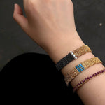 Handmade Mesh Chain Bracelet with Natural Pearl & Blue Natural Stone - floysun