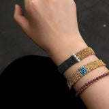 Handmade Mesh Chain Bracelet with Natural Pearl & Blue Natural Stone - floysun
