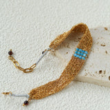Handmade Mesh Chain Bracelet with Natural Pearl & Blue Natural Stone - floysun