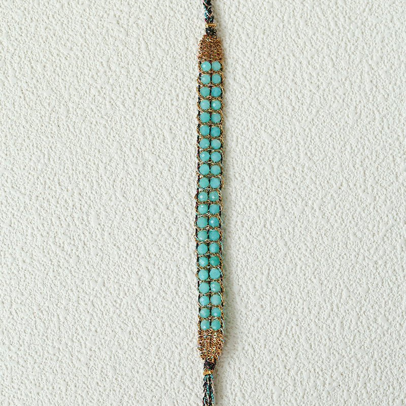 Handmade Multi Natural Gemstone Beaded Woven Bracelet - floysun
