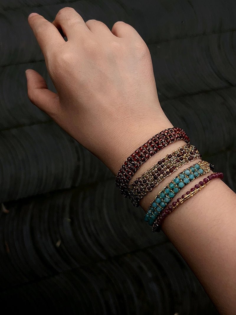 Handmade Multi Natural Gemstone Beaded Woven Bracelet - floysun