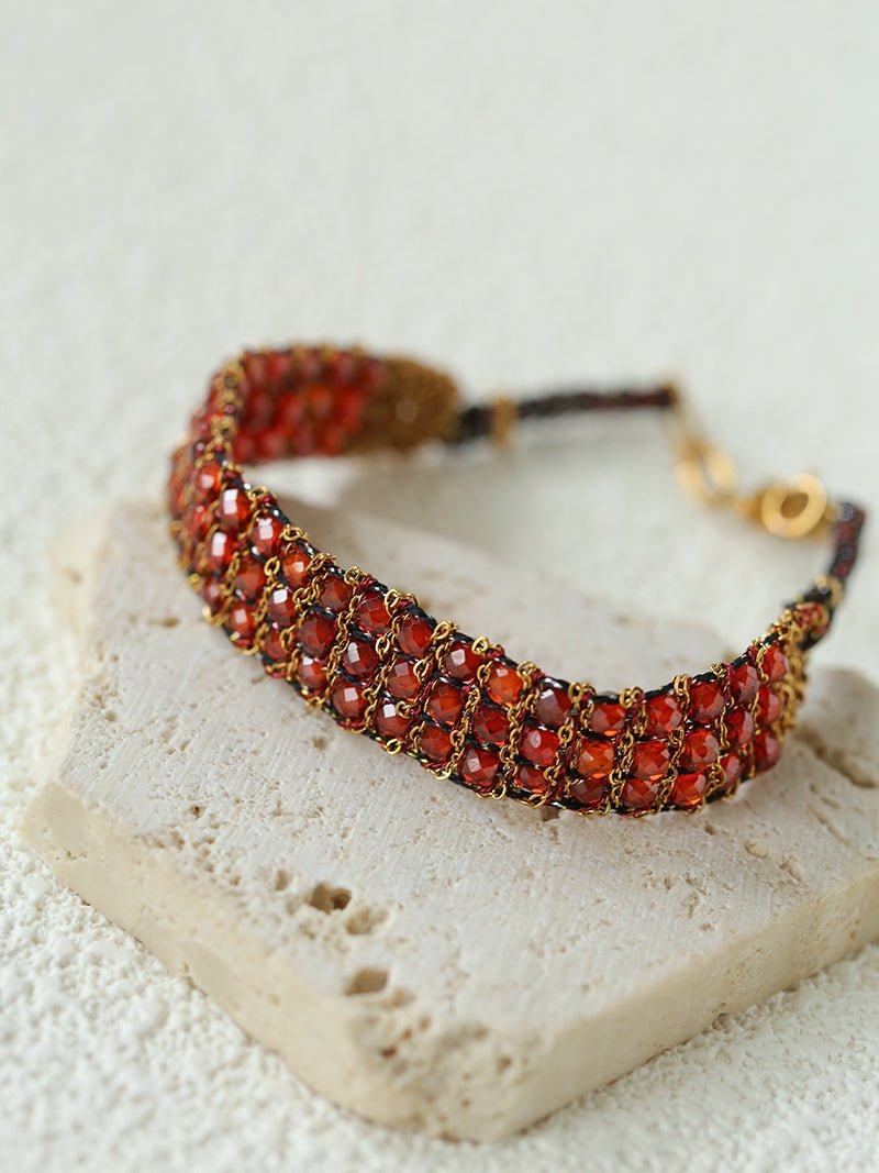 Handmade Multi Natural Gemstone Beaded Woven Bracelet - floysun