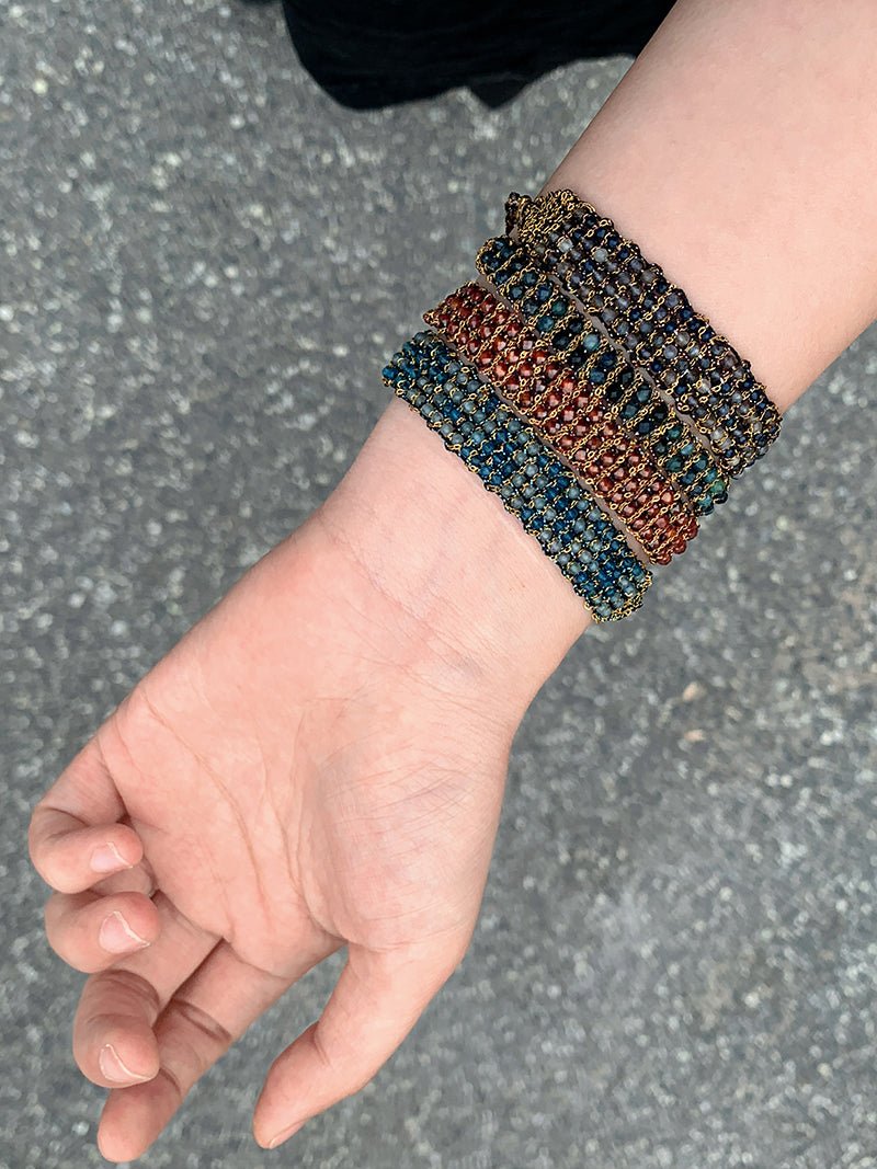 Handmade Multi Natural Gemstone Beaded Woven Bracelet - floysun