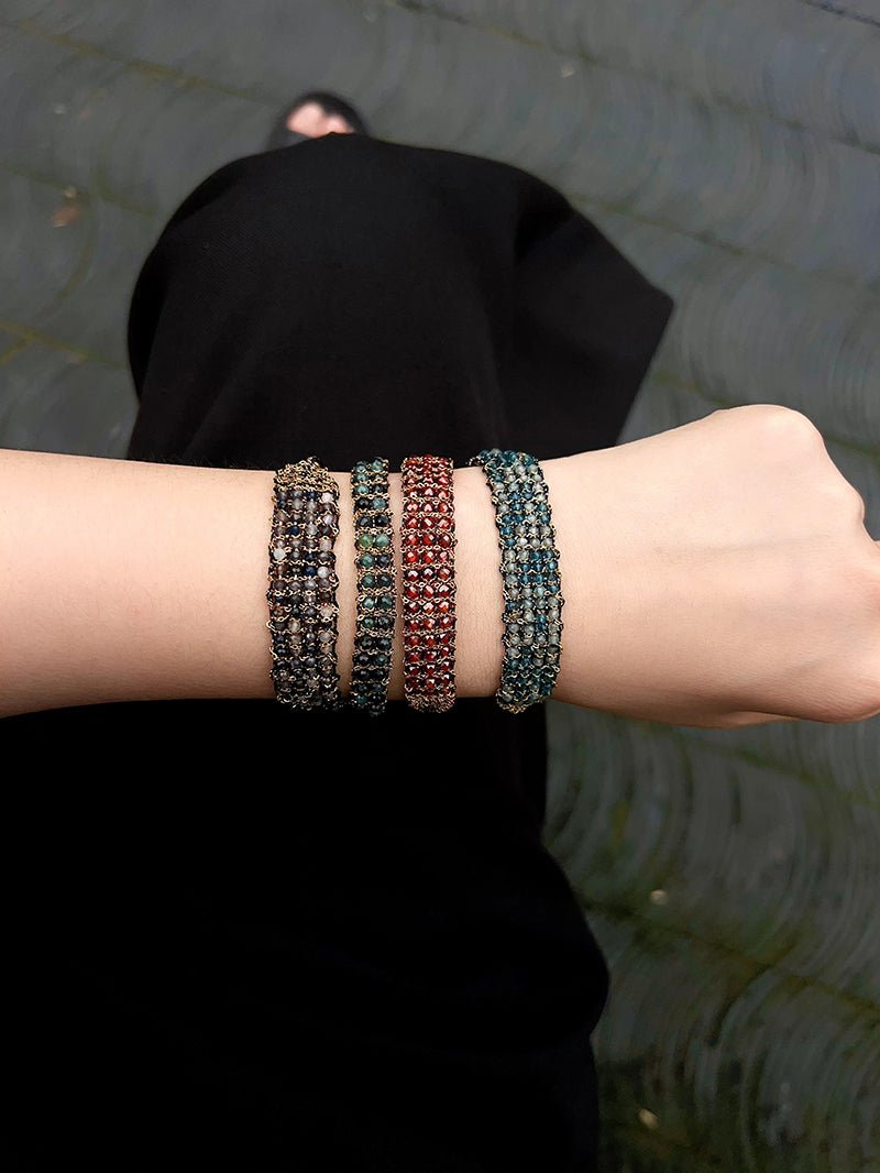 Handmade Multi Natural Gemstone Beaded Woven Bracelet - floysun