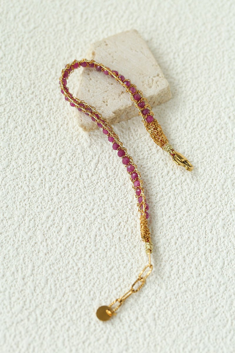 Handmade Multi Natural Gemstone Beaded Woven Bracelet - floysun
