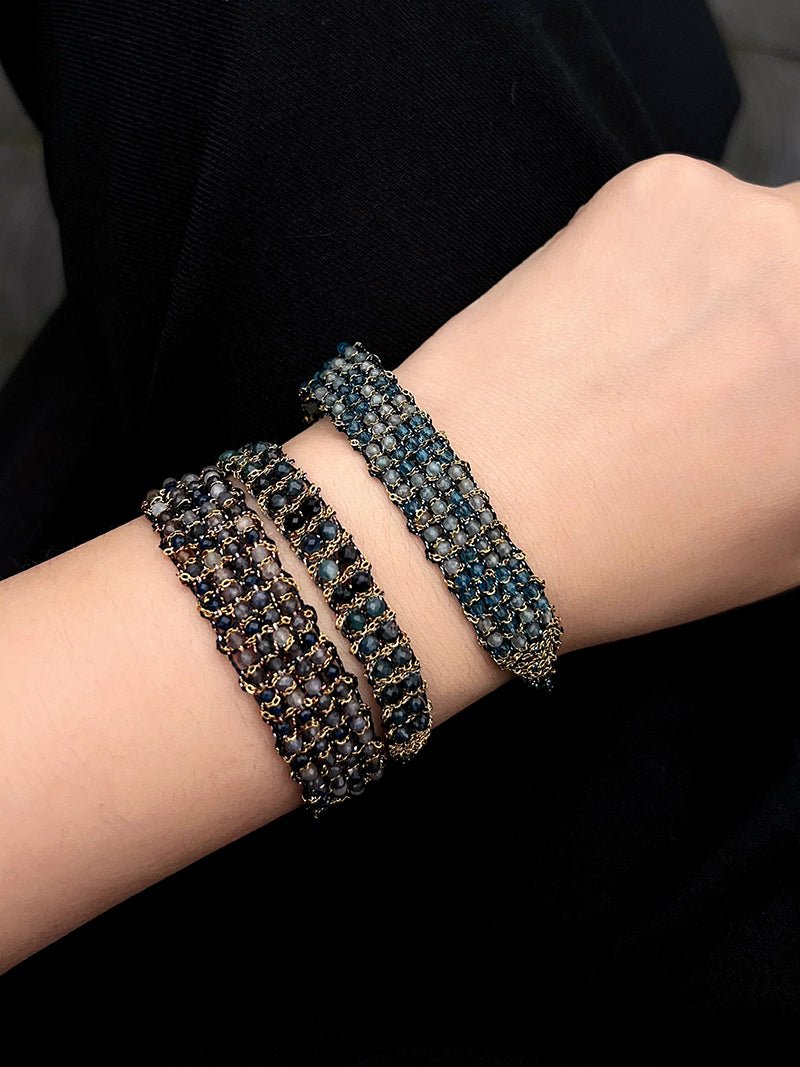 Handmade Multi Natural Gemstone Beaded Woven Bracelet - floysun