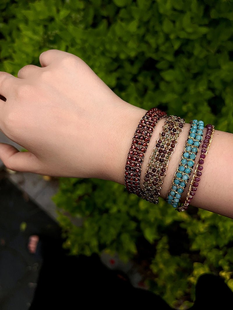 Handmade Multi Natural Gemstone Beaded Woven Bracelet - floysun