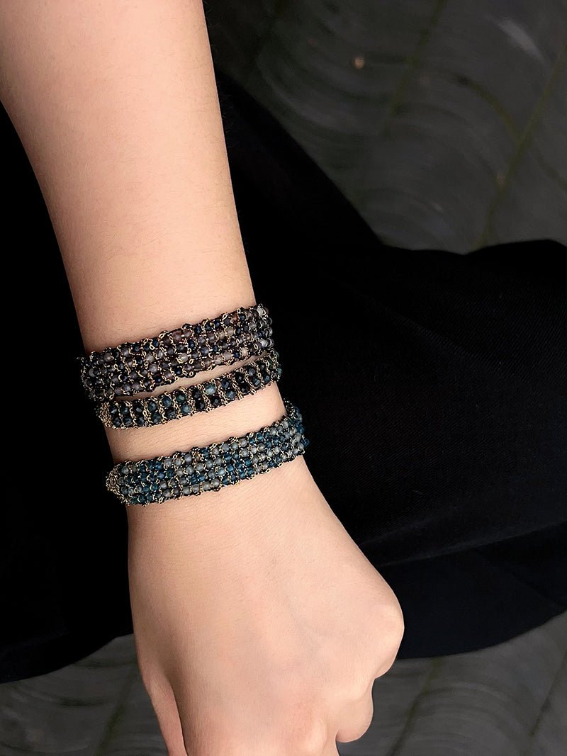 Handmade Multi Natural Gemstone Beaded Woven Bracelet - floysun