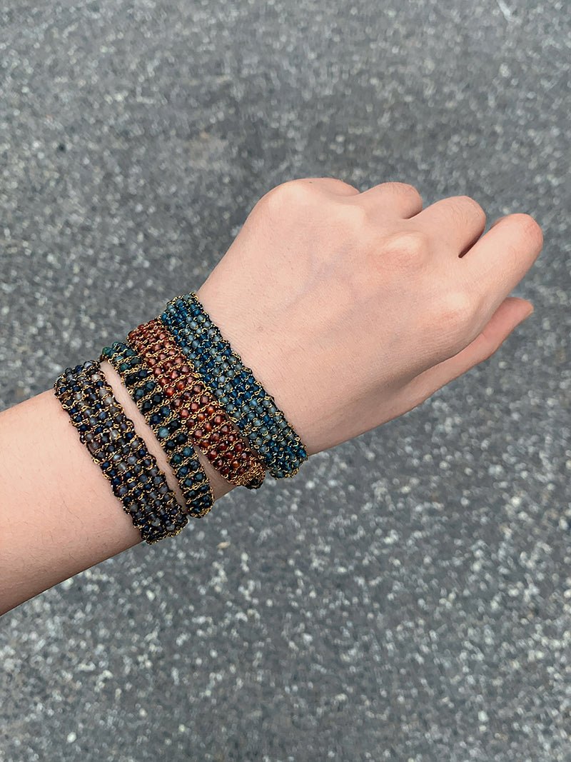 Handmade Multi Natural Gemstone Beaded Woven Bracelet - floysun