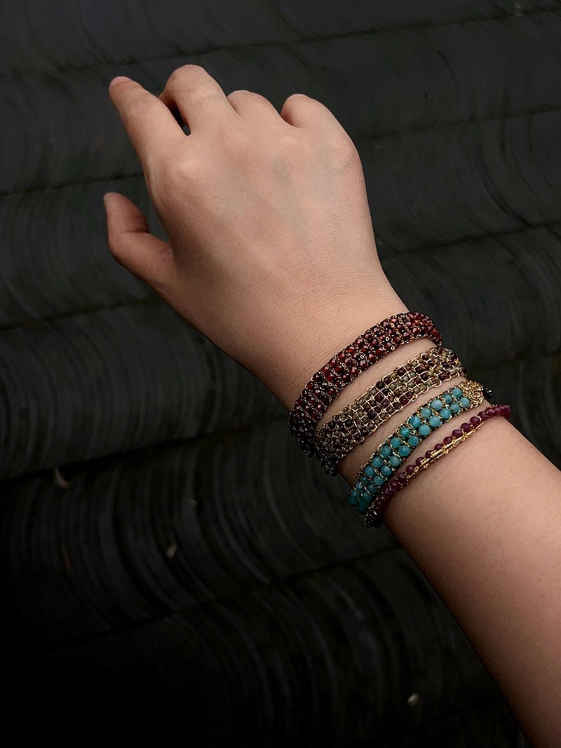Handmade Multi Natural Gemstone Beaded Woven Bracelet - floysun