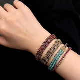 Handmade Multi Natural Gemstone Beaded Woven Bracelet - floysun