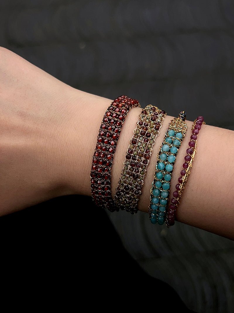 Handmade Multi Natural Gemstone Beaded Woven Bracelet - floysun