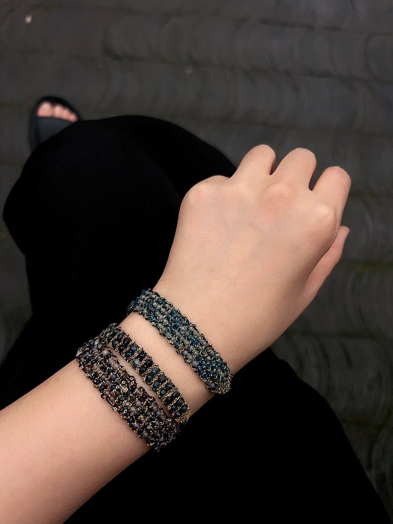 Handmade Multi Natural Gemstone Beaded Woven Bracelet - floysun