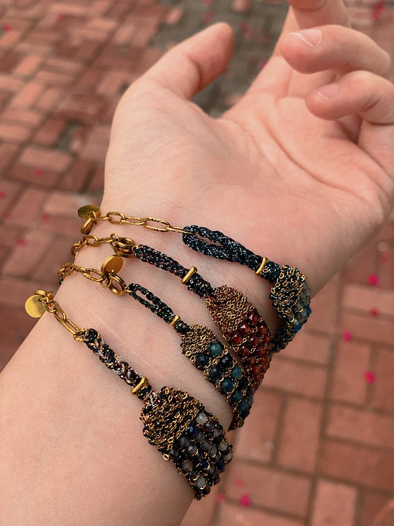 Handmade Multi Natural Gemstone Beaded Woven Bracelet - floysun