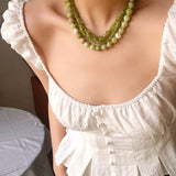 Handmade Multi - Strand Peridot & Baroque Pearl Statement Necklace - floysun