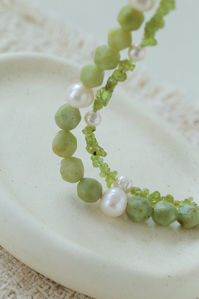 Handmade Natural Southern Jade & Peridot Pearl Bracelet - floysun