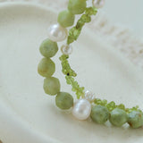 Handmade Natural Southern Jade & Peridot Pearl Bracelet - floysun
