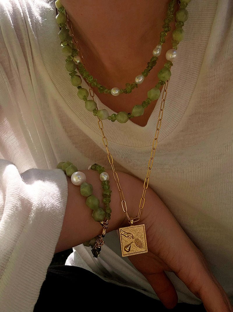 Handmade Natural Southern Jade & Peridot Pearl Bracelet - floysun