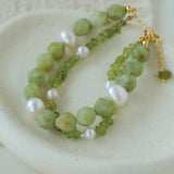 Handmade Natural Southern Jade & Peridot Pearl Bracelet - floysun