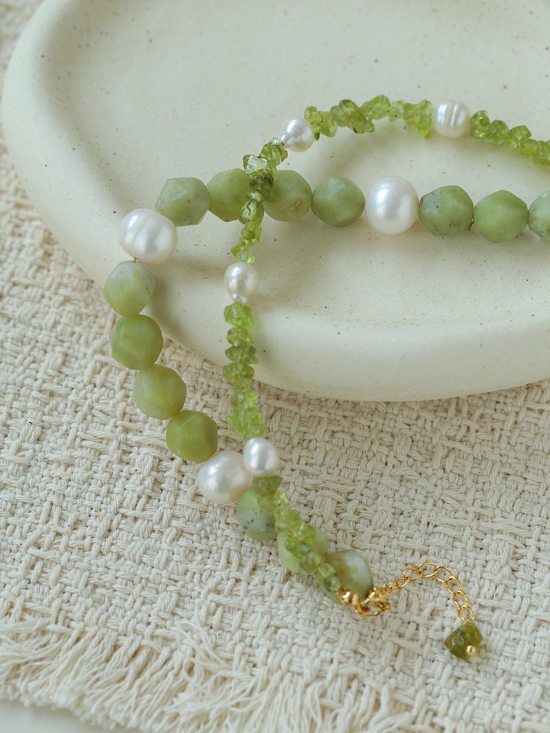 Handmade Natural Southern Jade & Peridot Pearl Bracelet - floysun