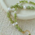 Handmade Natural Southern Jade & Peridot Pearl Bracelet - floysun