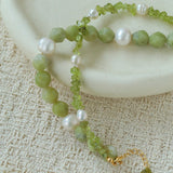 Handmade Natural Southern Jade & Peridot Pearl Bracelet - floysun