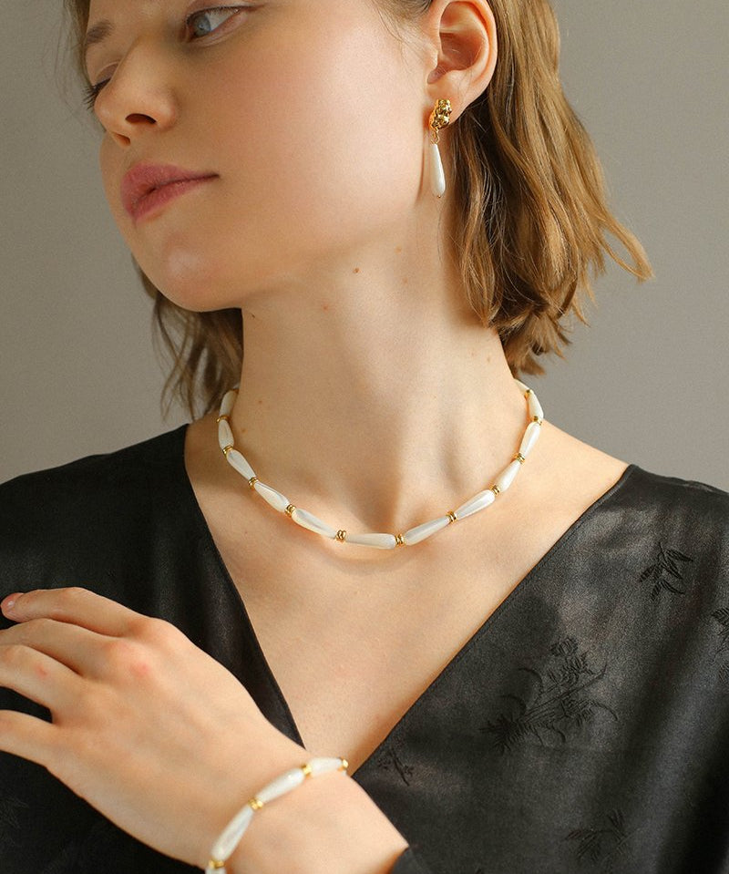 Handmade Water Drop White Mother - of - pearl Earrings - floysun