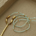 Hand‑Strung Micro‑Bead Hammered Slender Bar Pendant Necklace - floysun