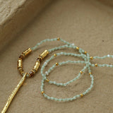 Hand‑Strung Micro‑Bead Hammered Slender Bar Pendant Necklace - floysun