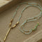 Hand‑Strung Micro‑Bead Hammered Slender Bar Pendant Necklace - floysun