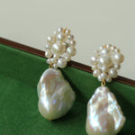 Handwoven Baroque Wrapped Pearl Earrings - Short - floysun