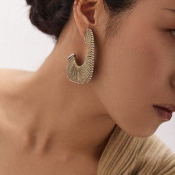 Handwoven Leather Half - Hoop Earrings - floysun