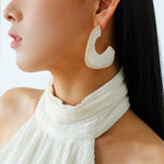Handwoven Leather Half - Hoop Earrings - floysun