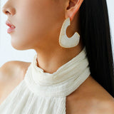 Handwoven Leather Half - Hoop Earrings - floysun
