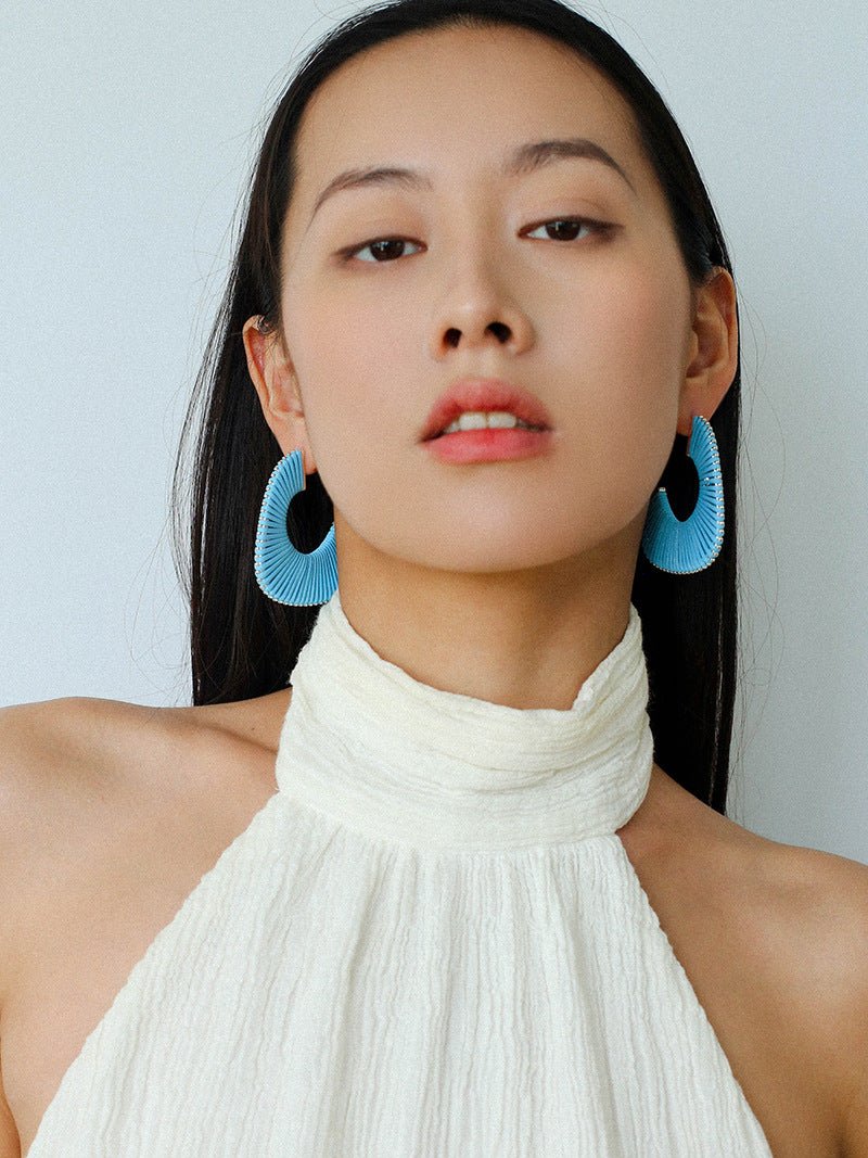 Handwoven Leather Half - Hoop Earrings - floysun