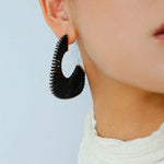 Handwoven Leather Half - Hoop Earrings - floysun
