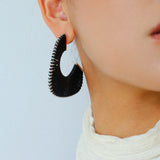Handwoven Leather Half - Hoop Earrings - floysun