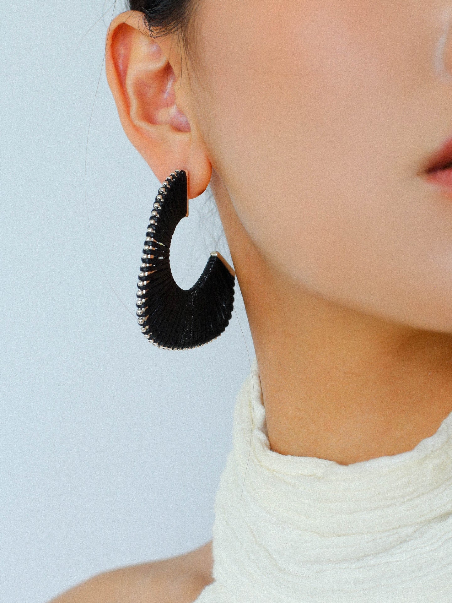 Handwoven Leather Half - Hoop Earrings - floysun