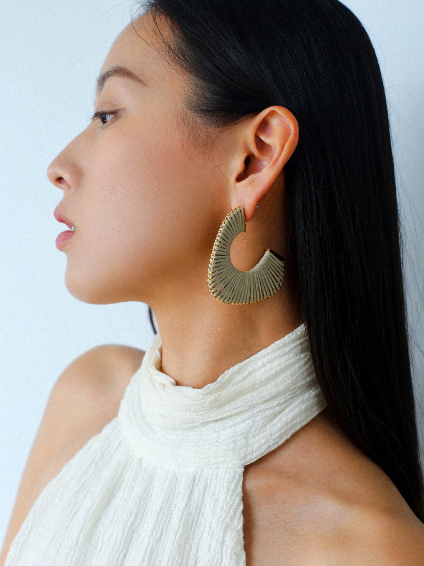 Handwoven Leather Half - Hoop Earrings - floysun