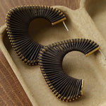 Handwoven Leather Half - Hoop Earrings - floysun