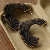 Handwoven Leather Half - Hoop Earrings - floysun