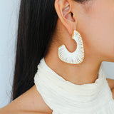 Handwoven Leather Half - Hoop Earrings - floysun