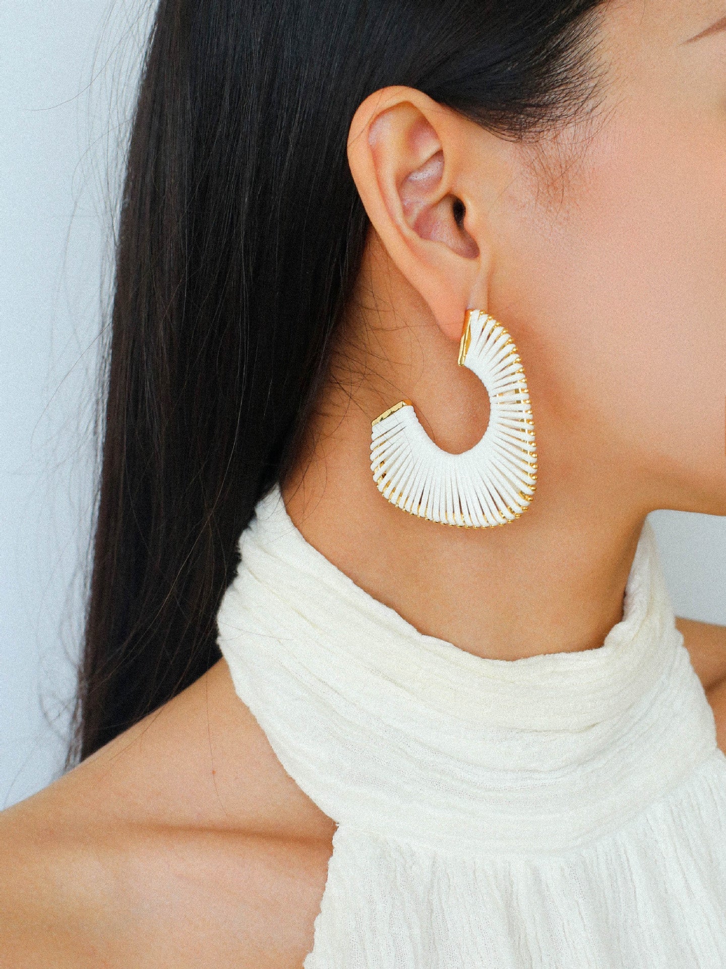 Handwoven Leather Half - Hoop Earrings - floysun