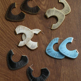 Handwoven Leather Half - Hoop Earrings - floysun