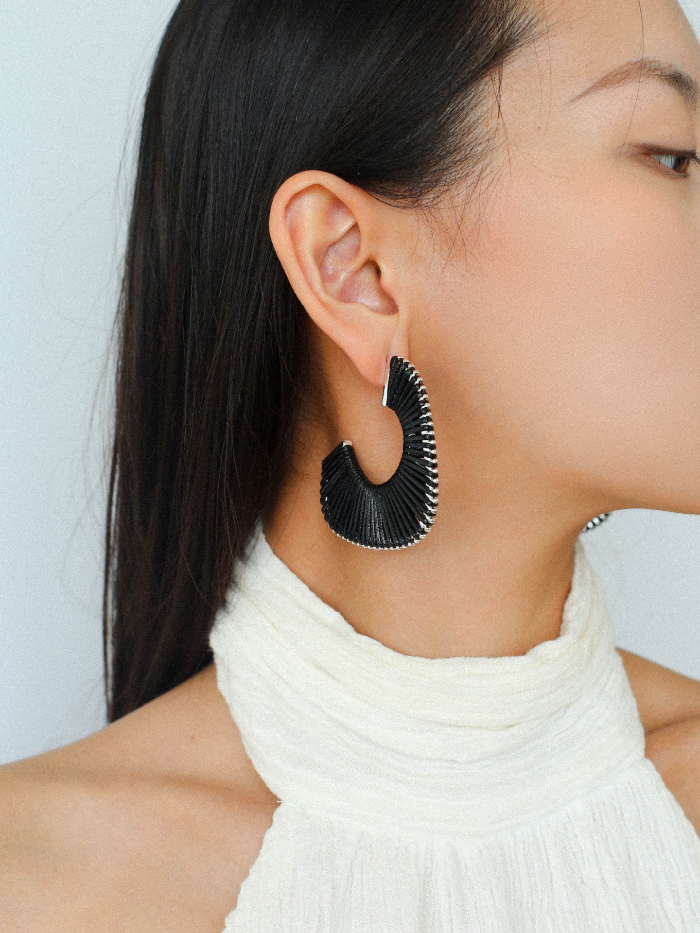 Handwoven Leather Half - Hoop Earrings - floysun